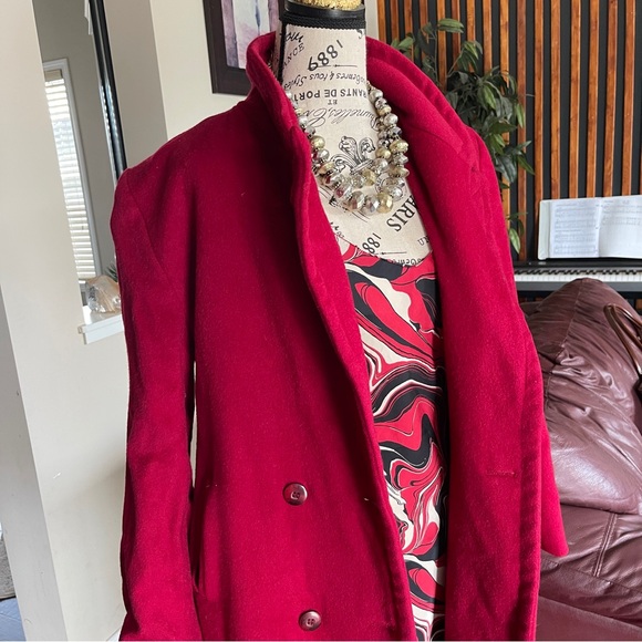 Vintage London Fog Red 100% Wool Lined Trench Coat Size 12-M - Picture 3 of 16